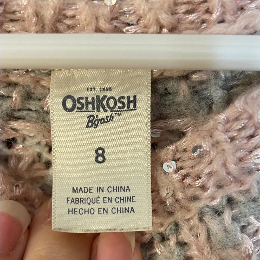OshKosh B'gosh UGc Girls Size 8 pink Gray Crew Neck Sweater fair isle